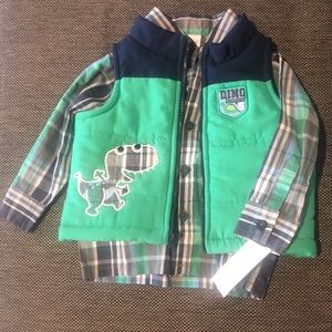 WonderKids shirt & vest Dino set 12 NWT!